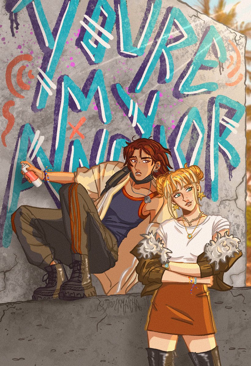 spidermatcha's tweet photo. Meara and Thio, my marine biologist girly and graffiti artist 😩💛❤️ // Ref were used! #originalart #ocart #webtoon #You’reMyAnchor #MearaMontgomery #ThiodeLuca https://t.co/jtZAM8GPlN