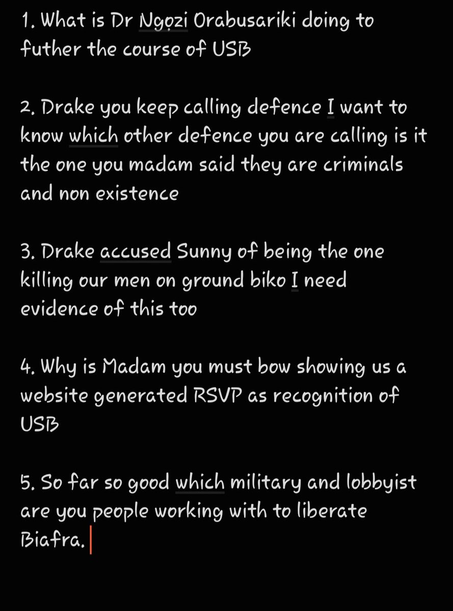 This is the question you guys should answer very, very well because <a href="/ngoziora/">Ngozi Orabueze Deputy Prime Minister/COS USB</a> Orabusariki is brainwashing, y'all