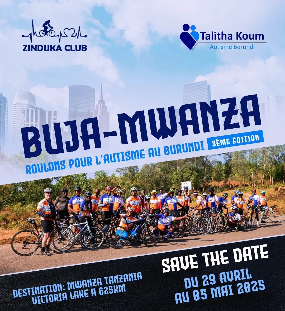 🚴🏽‍♂️ Mpaka Tanzania, huko Mwanza 🚴🏽‍♂️💨 Lac Victoria ⛰️🏞️ Twagiye ... SAVE THE DATE

#autismeburundi #autismawareness #sensibilisation #neurodiversite #autismafrica #coursecaritative #cyclisme #Budundi #Tanzanie
