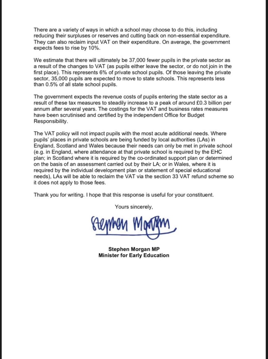 CF_Farrow's tweet photo. If you want proof of how callous the government is, take a look at this letter written by an MP about a child in independent education  on an emergency EHCP with a brain injury, who cannot change schools &amp; whose parents are struggling to pay VAT on fees.

No acknowledgment. https://t.co/RacjvpX2HC