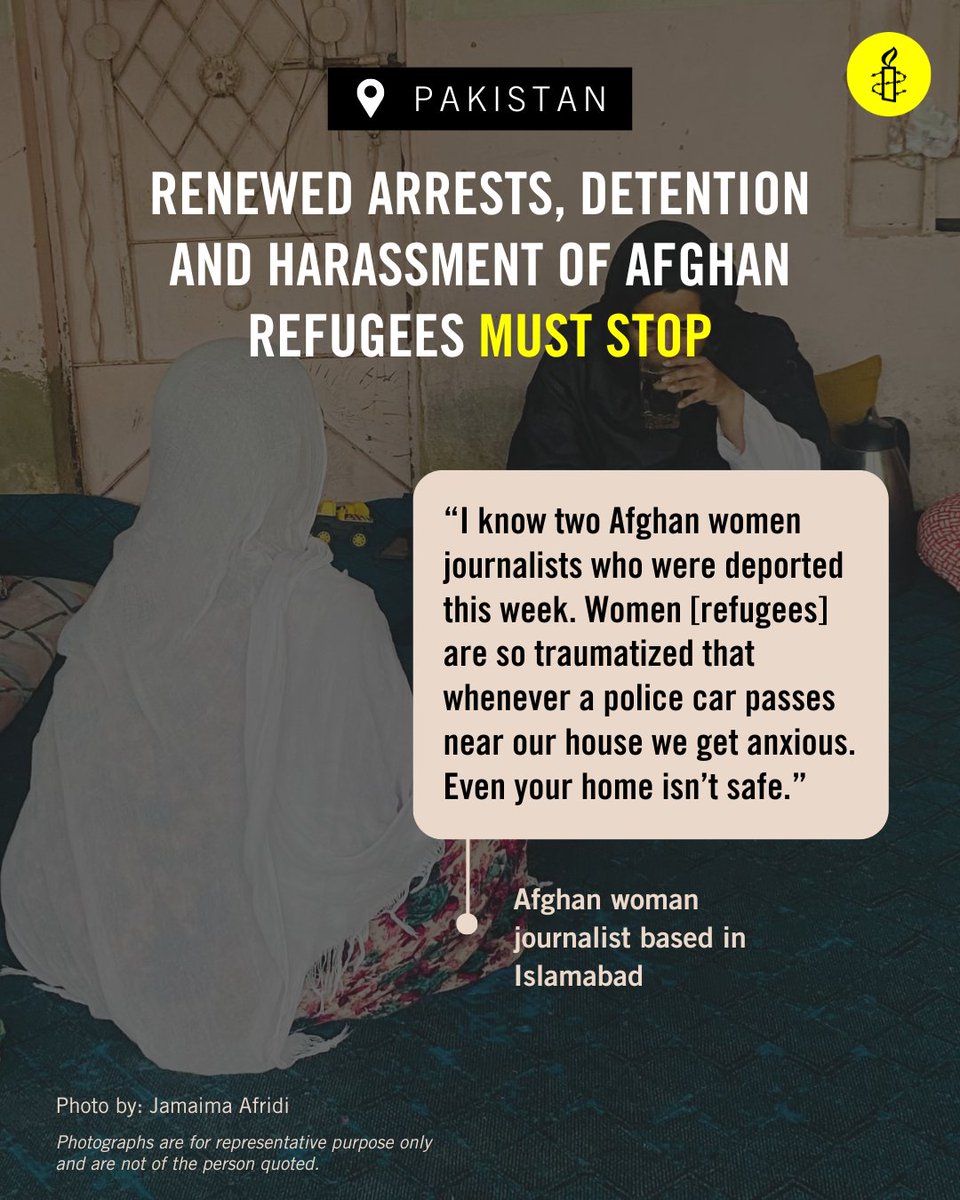 Amnesty International South Asia, Regional Office (@amnestysasia) on Twitter photo PAKISTAN: New year for Afghan refugees in Islamabad has been underscored with fear and anxiety as the police launched night raids, harassment and arbitrary detention of hundreds of Afghan refugees.
<a href="/amnesty/">Amnesty International</a> calls on Pakistani authorities to immediately release the detained PAKISTAN: New year for Afghan refugees in Islamabad has been underscored with fear and anxiety as the police launched night raids, harassment and arbitrary detention of hundreds of Afghan refugees.
<a href="/amnesty/">Amnesty International</a> calls on Pakistani authorities to immediately release the detained