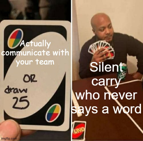 “Communicate with the team, or silently carry? Decisions, decisions… #YESPORTS”