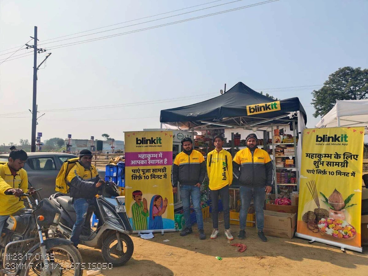 Albinder Dhindsa (@albinder) on Twitter photo Today we've opened a temporary Blinkit store in Maha Kumbh Mela, Prayagraj to serve pilgrims and tourists.
This one is a 100 sq ft store which will be delivering in Arail Tent City, Dome City, ITDC Luxury Camp, Devrakh, and other key areas of the Maha Kumbh Mela.
Our teams are Today we've opened a temporary Blinkit store in Maha Kumbh Mela, Prayagraj to serve pilgrims and tourists.
This one is a 100 sq ft store which will be delivering in Arail Tent City, Dome City, ITDC Luxury Camp, Devrakh, and other key areas of the Maha Kumbh Mela.
Our teams are
