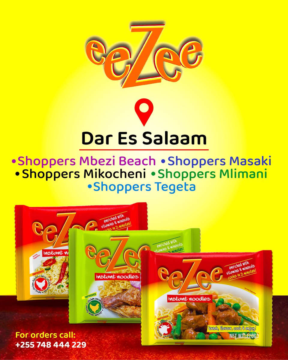 Wale mliopo Dar es Salaam mtapata noodles kwenye super market zote za shoppers #eeZeeNoodles