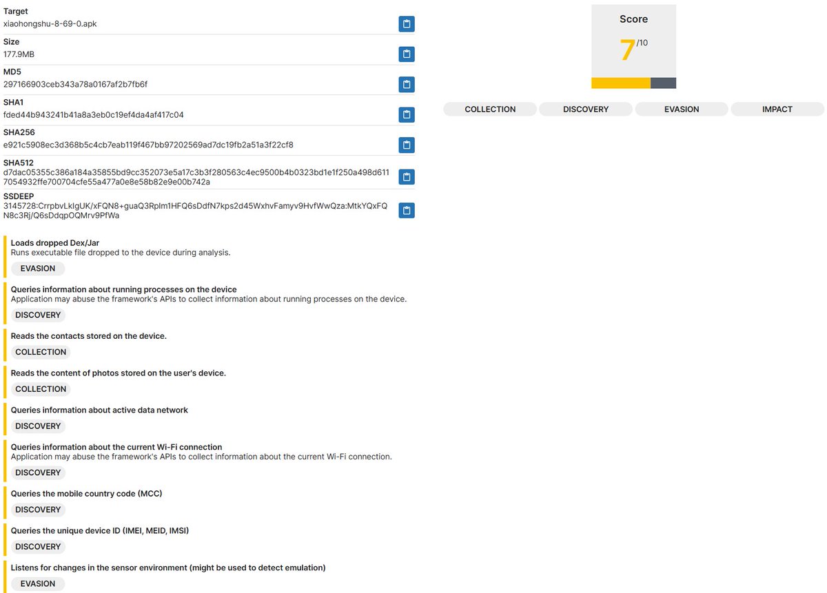 Altezza02's tweet image. I popped #Xiaohongshu REDnote (小红书) APK in a sandbox. Out of the gate, it checked for virtual machine; once it detected emulation, it kept crashing the app.