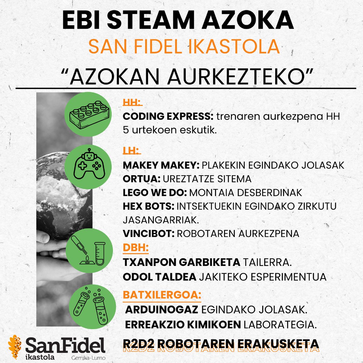 sanfidel_ikas's tweet image. 🧪🔭 Zer dekogu prest #EBISTEAM Azokarako?
🤖Gure etapa guztiek parte hartuko dute, #CodingExpress, Makey Makey, Txanpon Garbiketa Tailerra, Arduino edo #R2D2 robotaren erakusketa bezalako proiektuekin.