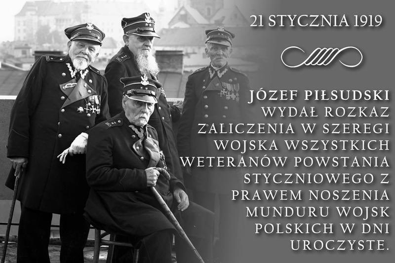 21 stycznia 1919 r. Naczelnik Józef Piłsudski wydał rozkaz o nadaniu weteranom Powstania Styczniowego uprawnień żołnierzy WP. 
W II Rzeczypospolitej powstańcy styczniowi otoczeni byli wyjątkową czcią i szacunkiem.