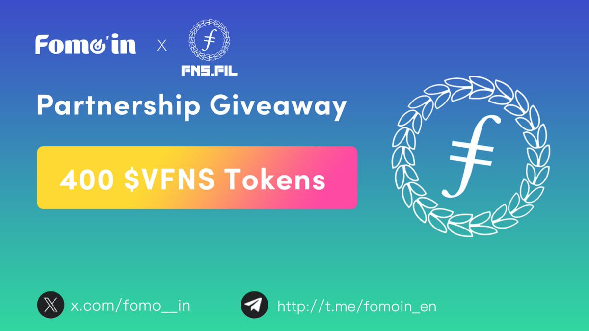 Fomo__in's tweet photo. 🥳 #Fomoin & #FNS Exclusive #Giveaway

🎁 Prize Pool: 400 $VFNS Token / 20 Winners

To Enter ⤵️
✅ RT & Tag 3 Friends
✅ Follow @DomainFNS & @Fomo__in
✅ Join https://t.co/M3GV1Xmt5B
✅ Leave your #ETH address below

Filecoin Name Service (FNS) is a decentralized name service based on #Filecoin, in collaboration with VISA and IPFS.
#Airdrop #BTC