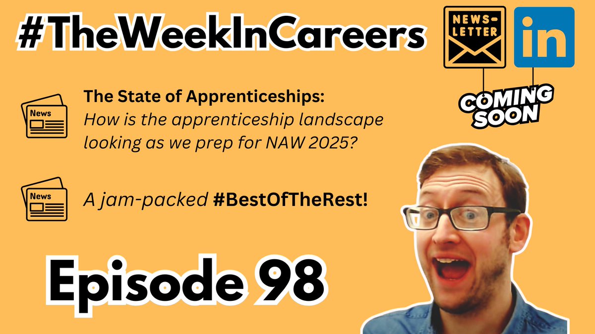📰 #TheWeekInCareers - COMING UP NEXT WEEK...

Next Friday, I'll be diving into the UK apprenticeships landscape, reflecting on where our relationship with apprenticeships is at as we prepare for #NationalApprenticeshipWeek2025! 

Subscribe below! 👇

linkedin.com/newsletters/69…