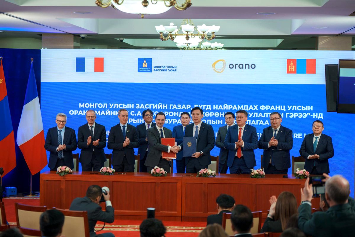 [CP] #Orano signe avec l'Etat Mongol l'accord d'investissement pour l'exploitation d'un gisement d'uranium de classe mondiale
👉cutt.ly/9e95QPDj
