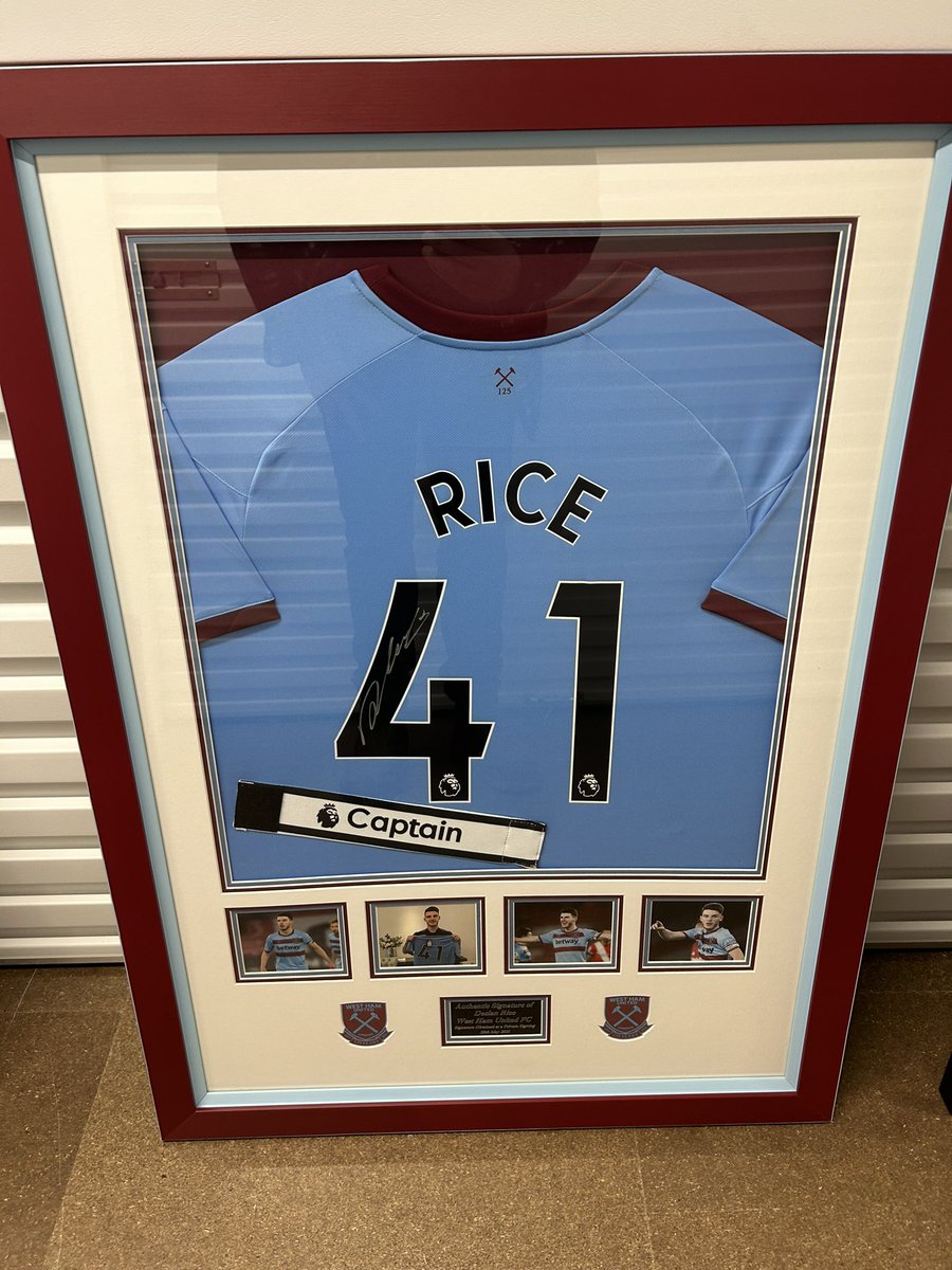 Various signed and framed #westham shirts owned by a friend who no longer has the space and is willing to sell #rice #125yearsquad #04/05squad #farewellboleyn <a href="/DaveWalkerWHU/">Dave Walker</a>