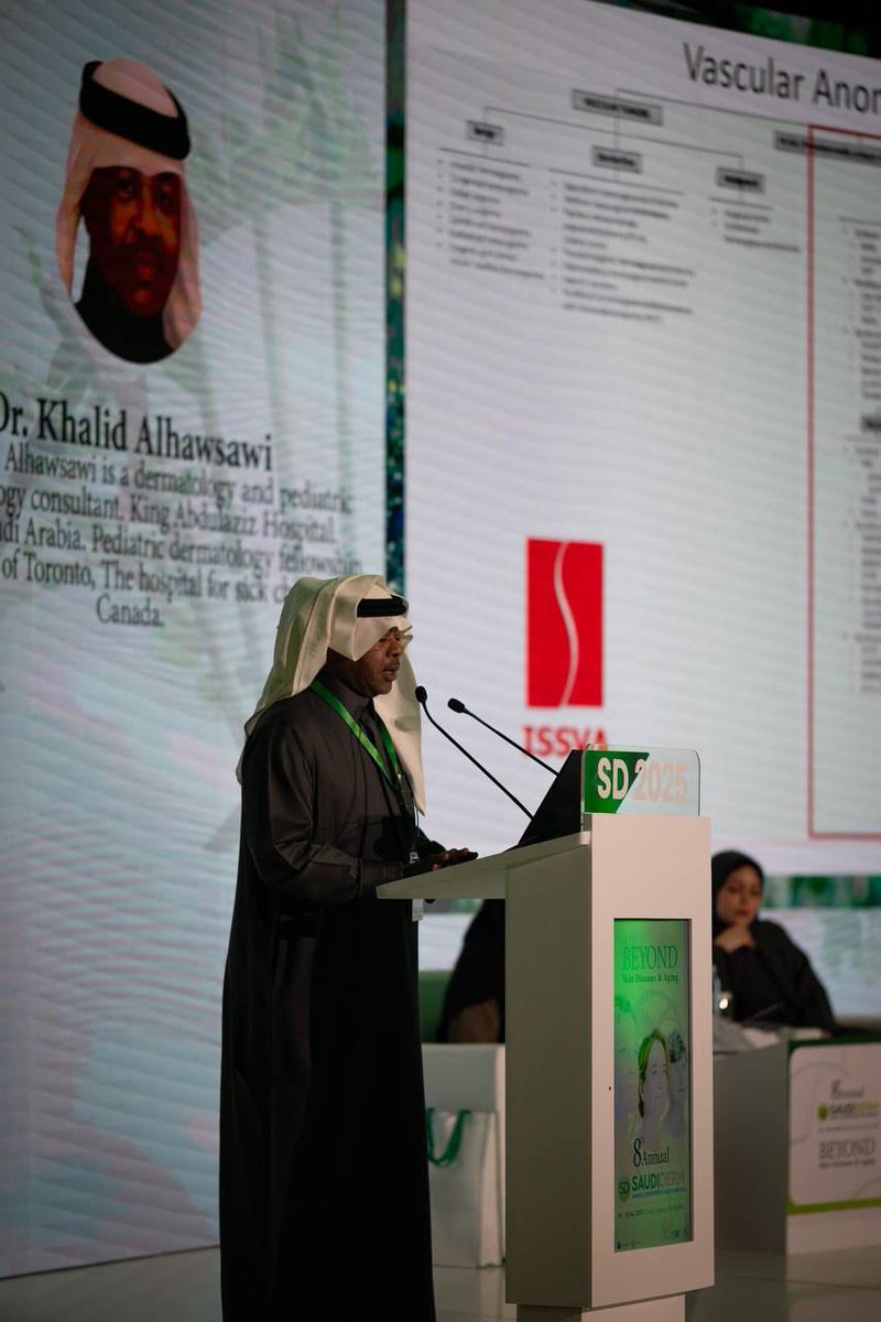 Dr. Khalid Alhawsawi presents ‘Progress in Vascular Malformations: Empowered by Patterns and Pathways’—featuring the latest updates from SPD &amp; EADV on advanced diagnostic and treatment approaches 🌐
#SaudiDerm2025