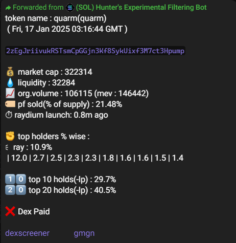thehunterbaker's tweet photo. $quarm, triggered by the bot at 322k, hit 15m, 46x !
$beenz #rosscoin $eos $psy #kukumba $aigram #jewbear $ryze $ndeai #usacoin $tateru $elyra $frg $orbys #agentis $bloom $usdt $goat $luce $forest $slop $agixt
bot updates : https://t.co/EAEvgXXsRK
not financial advice! https://t.co/In6RnzQYoP