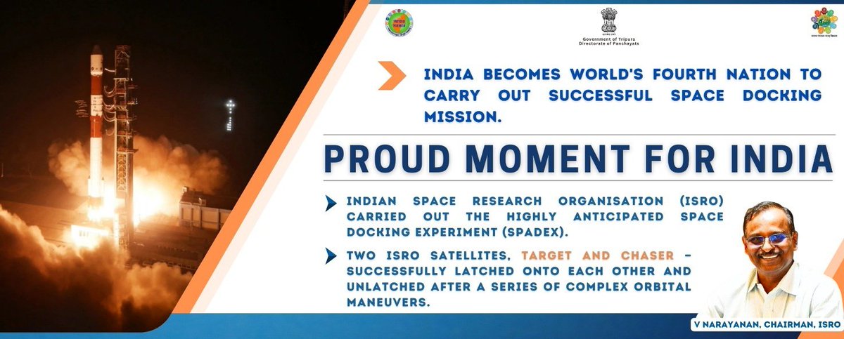 Proud Moment for India as <a href="/isro/">ISRO</a> (Indian Space Research Organisation) docks 2 satellites in space and India joins elite 4-nation club 🥳