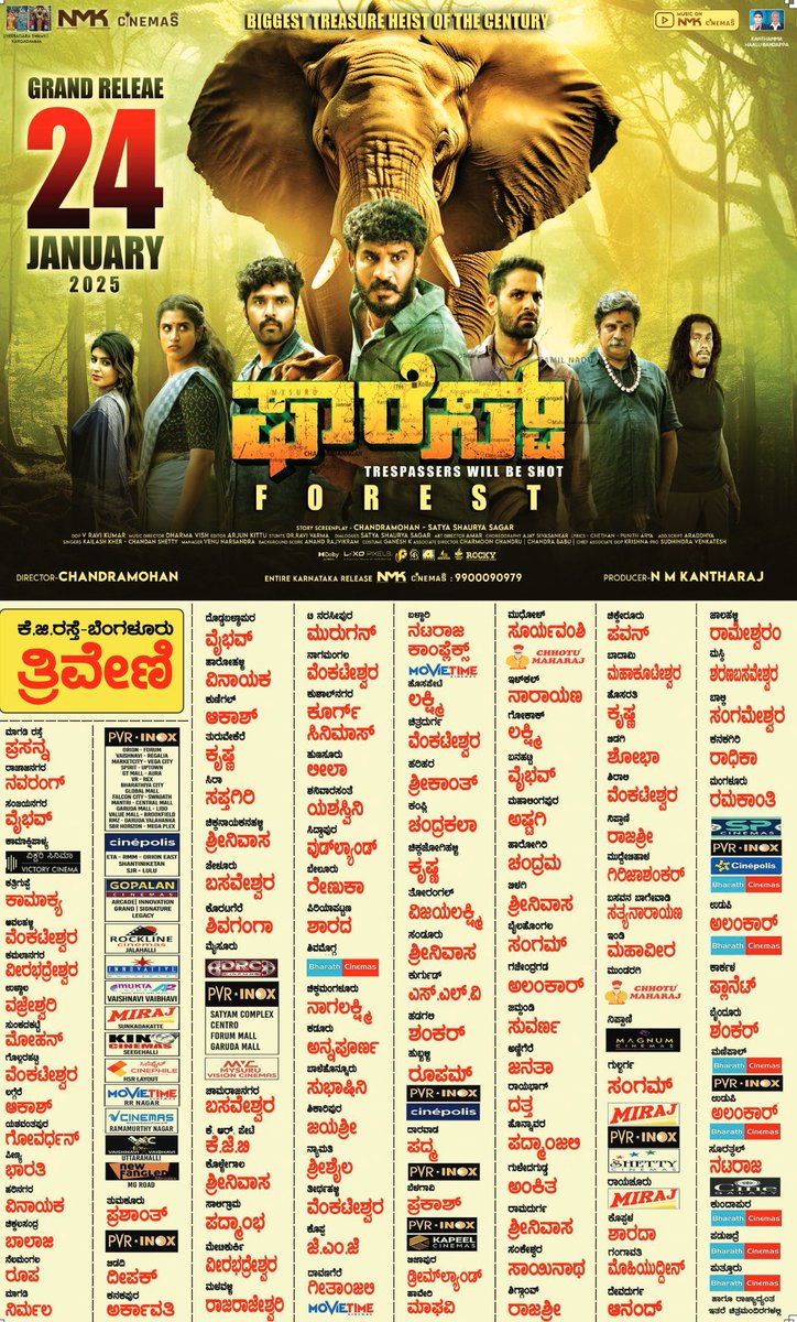 PopcornKannada's tweet photo. #Forest Grand release 24 January.
#anissh #Rangayanaraghu #gurunandan #sharanyashetty #archanakottige #dharmavish #forestmovie #forestkannadamovie #Chikkanna #Anish #Popcornkannada https://t.co/CQsCVSF9D9