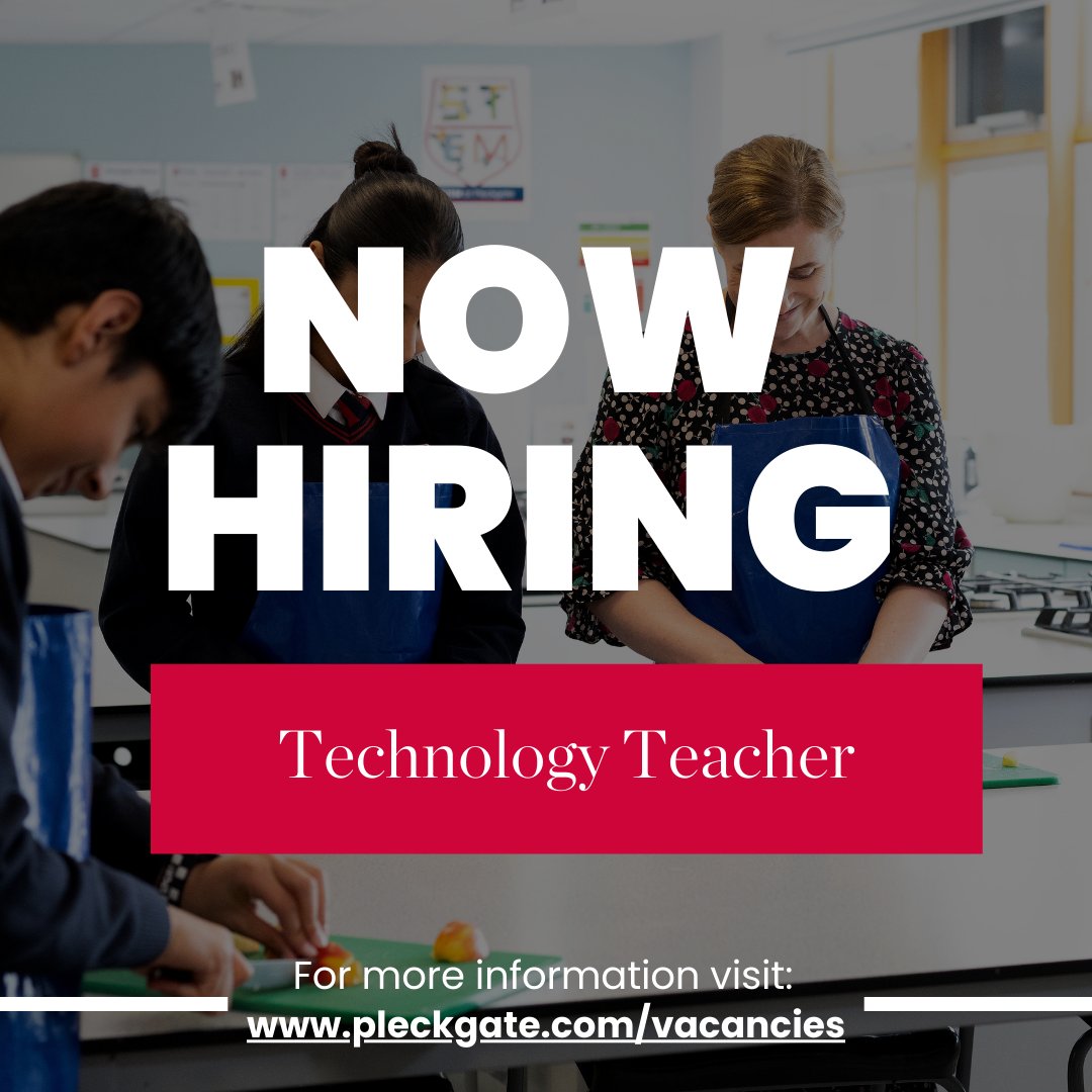 🧑‍🏫Are you looking for your next career opportunity? Come and join the Pleckgate team!

🪵Role: Technology Teacher
🗓️Application closing date: 07/02/2025

➡️Apply here: pleckgate.com/vacancies