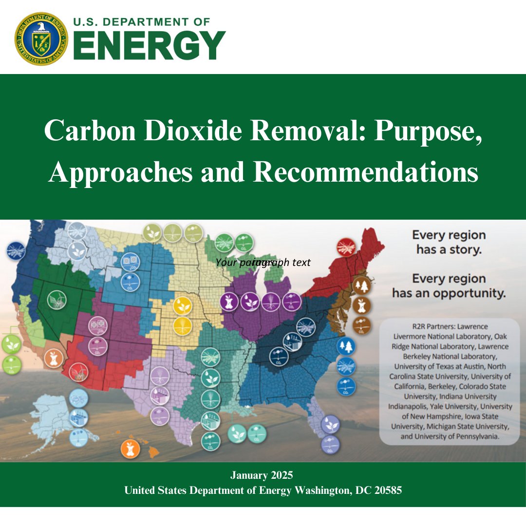 The US shows how #CarbonRemoval is done - a pathway to 1GT/year by 2050.

The U.S. Department of Energy (DOE) has just published a 111-page draft report that provides a great basis for a federal #CDR strategy.

It divides #carbonremoval into the following approaches: