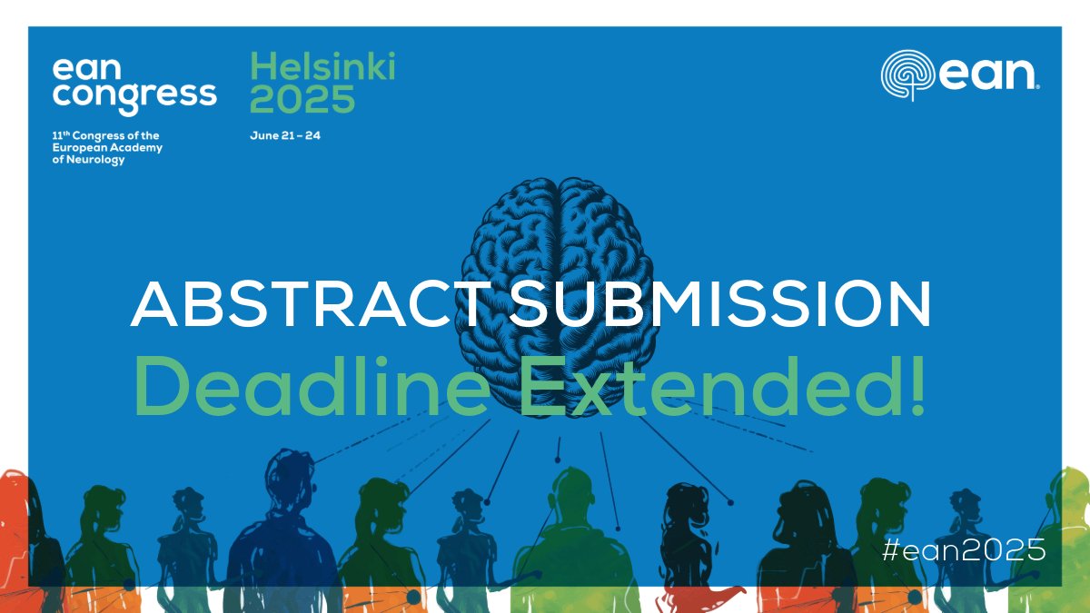 European Academy of Neurology (@eaneurology) on Twitter photo ๐ฃ Good news! The #ean2025 abstract submission deadline has been extended to โก๏ธ 29 January. 
Donโt miss your chance to share your research & shape the future of neurology.
 โSubmit now: ow.ly/WgNH50UAYLh
#HomeOfNeurology #Neurology #NeurologyWithinSociety #Helsinki ๐ฃ Good news! The #ean2025 abstract submission deadline has been extended to โก๏ธ 29 January. 
Donโt miss your chance to share your research & shape the future of neurology.
 โSubmit now: ow.ly/WgNH50UAYLh
#HomeOfNeurology #Neurology #NeurologyWithinSociety #Helsinki