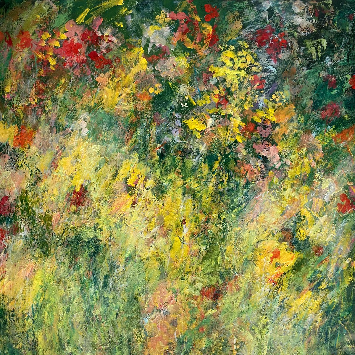 Скучаю по лету) «Летний луг», акрил на холсте 50*50 см. «Summer meadow “, acrylic on canvas.