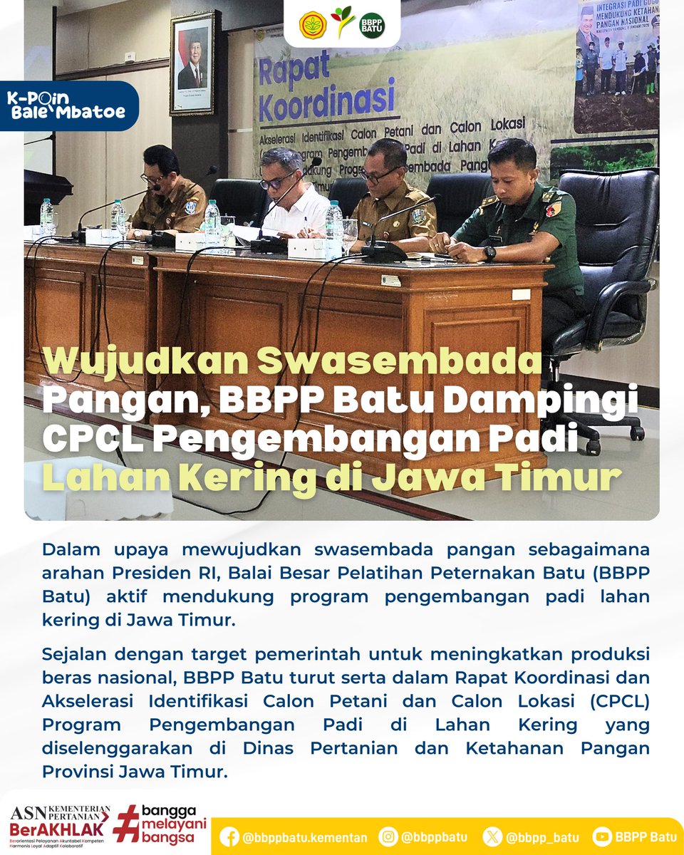 bbpp_batu's tweet photo. BBPP Batu aktif dalam program pengembangan padi lahan kering di Jawa Timur. Bersama-sama kita wujudkan target produksi beras nasional!
_____
#BBPPBatu #BPPSDMP
#KementerianPertanian https://t.co/SoDDlwyiue