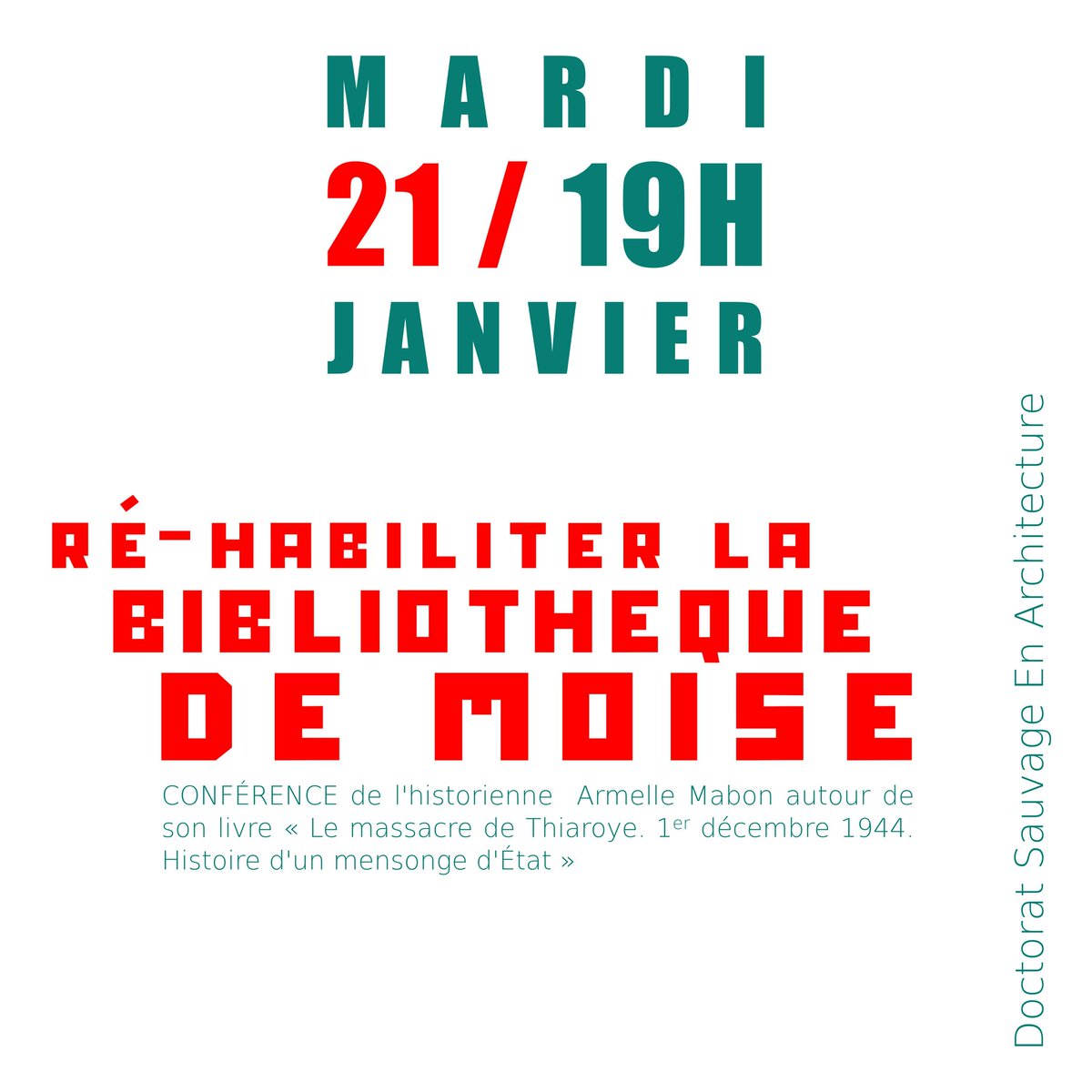 EchelleInconnue's tweet photo. Pour commencer l'année, Echelle Inconnue vous convie au GESTE N°5 de la #réhabilitation du #FoyerMoïse à Rouen, avec la présentation du 1er livre de sa bibliothèque : « Le massacre de Thiaroye », de Armelle Mabon >> https://t.co/FmzJHHWwwp https://t.co/y0vtsvtZVb