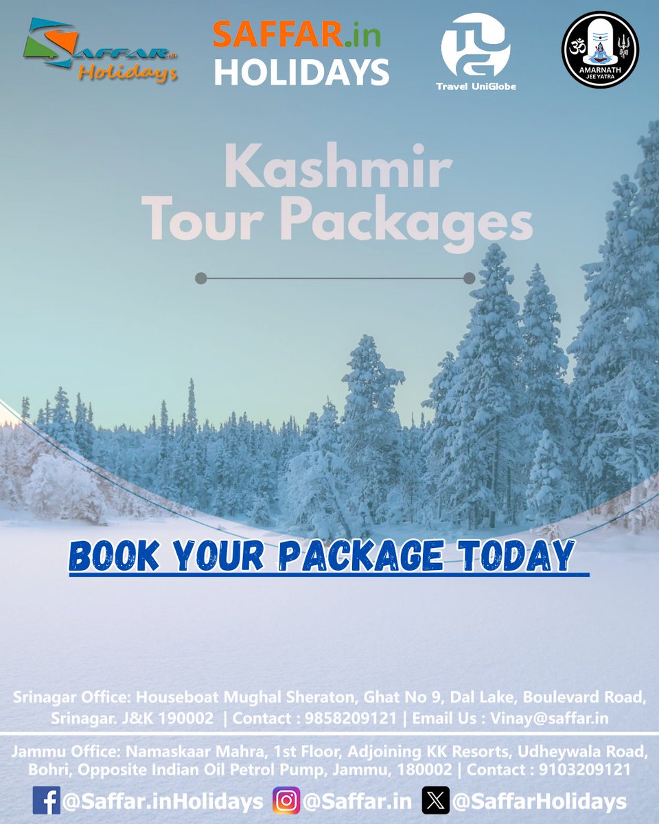 SaffarHolidays's tweet photo. Book Your Package Today !
9858209121 | 9103209121
Srinagar Address: Houseboat Mughal Sheraton, Ghat No. 9, Dal Lake, Boulevard Road, Srinagar. 190002
#kashmir #srinagar #leh #ladakh #gurez #travel #holiday #vacation #wanderlust #adventure #Saffar #SaffarHolidays https://t.co/7mWD3vRxNE