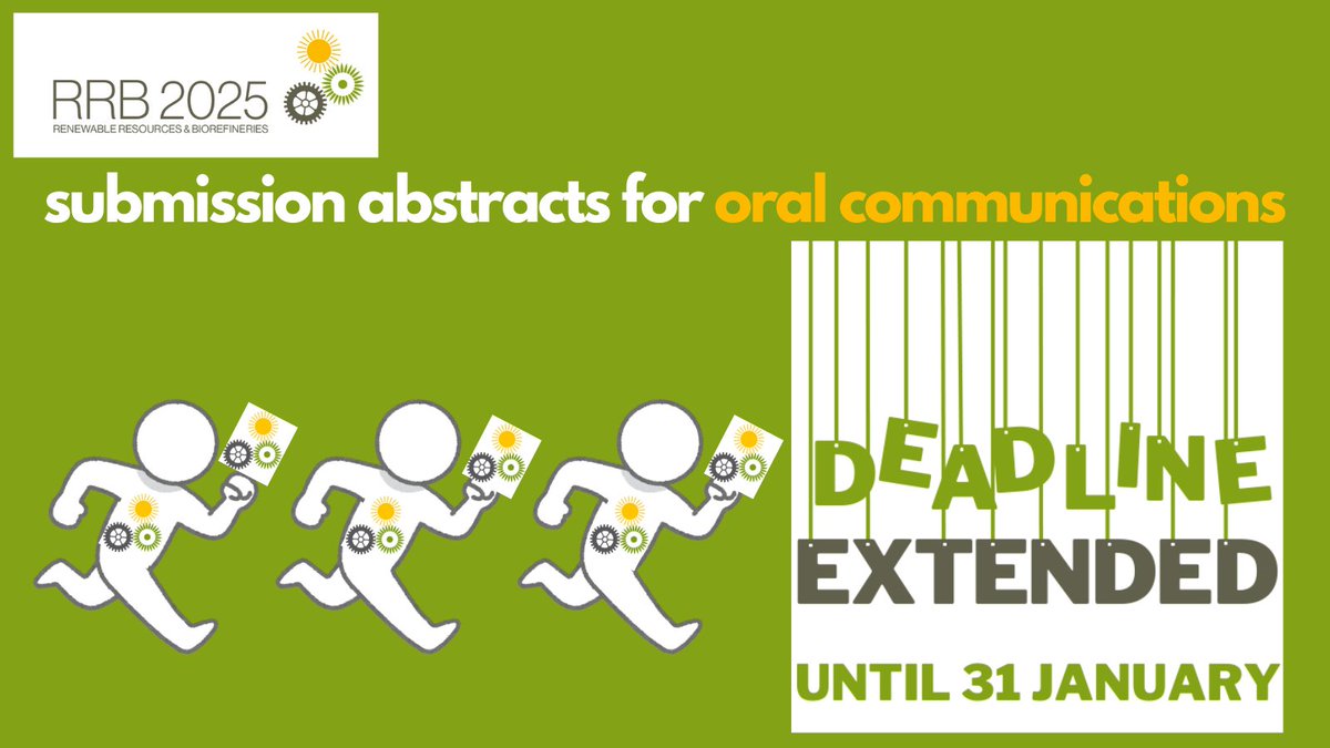 RRB Conference (@rrb_conference) on Twitter photo Deadline call for oral abstracts extended! Here is your last chance to submit for rrbconference.com/call-for-abstr…
#RRB2025 <a href="/AboAkademi/">Åbo Akademi University</a> <a href="/SynBioC/">Synbioc</a> <a href="/GREENCHEMnet/">GREEN-CHEM</a> <a href="/InBio_UGent/">InBio.be</a> <a href="/UniTurku/">Turun yliopisto - University of Turku</a> <a href="/FbwUGent/">Faculty of Bioscience Engineering UGent</a> Deadline call for oral abstracts extended! Here is your last chance to submit for rrbconference.com/call-for-abstr…
#RRB2025 <a href="/AboAkademi/">Åbo Akademi University</a> <a href="/SynBioC/">Synbioc</a> <a href="/GREENCHEMnet/">GREEN-CHEM</a> <a href="/InBio_UGent/">InBio.be</a> <a href="/UniTurku/">Turun yliopisto - University of Turku</a> <a href="/FbwUGent/">Faculty of Bioscience Engineering UGent</a>