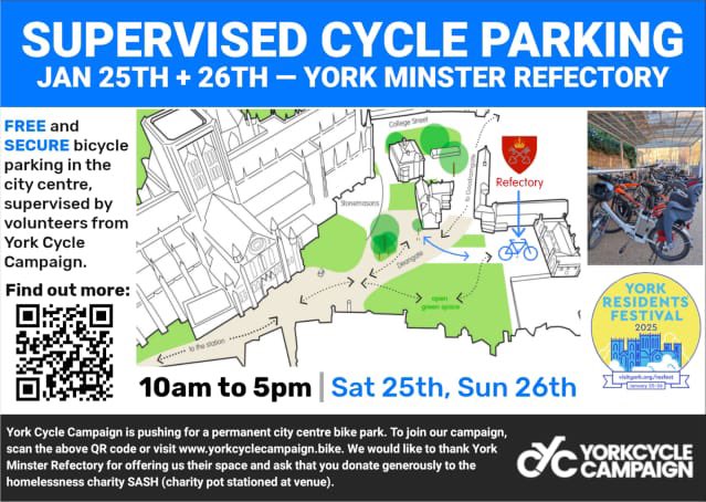 Why not come along to the Residents Weekend on your bike . We will make sure it’s safe .

This is a York Cycle Campaign initiative