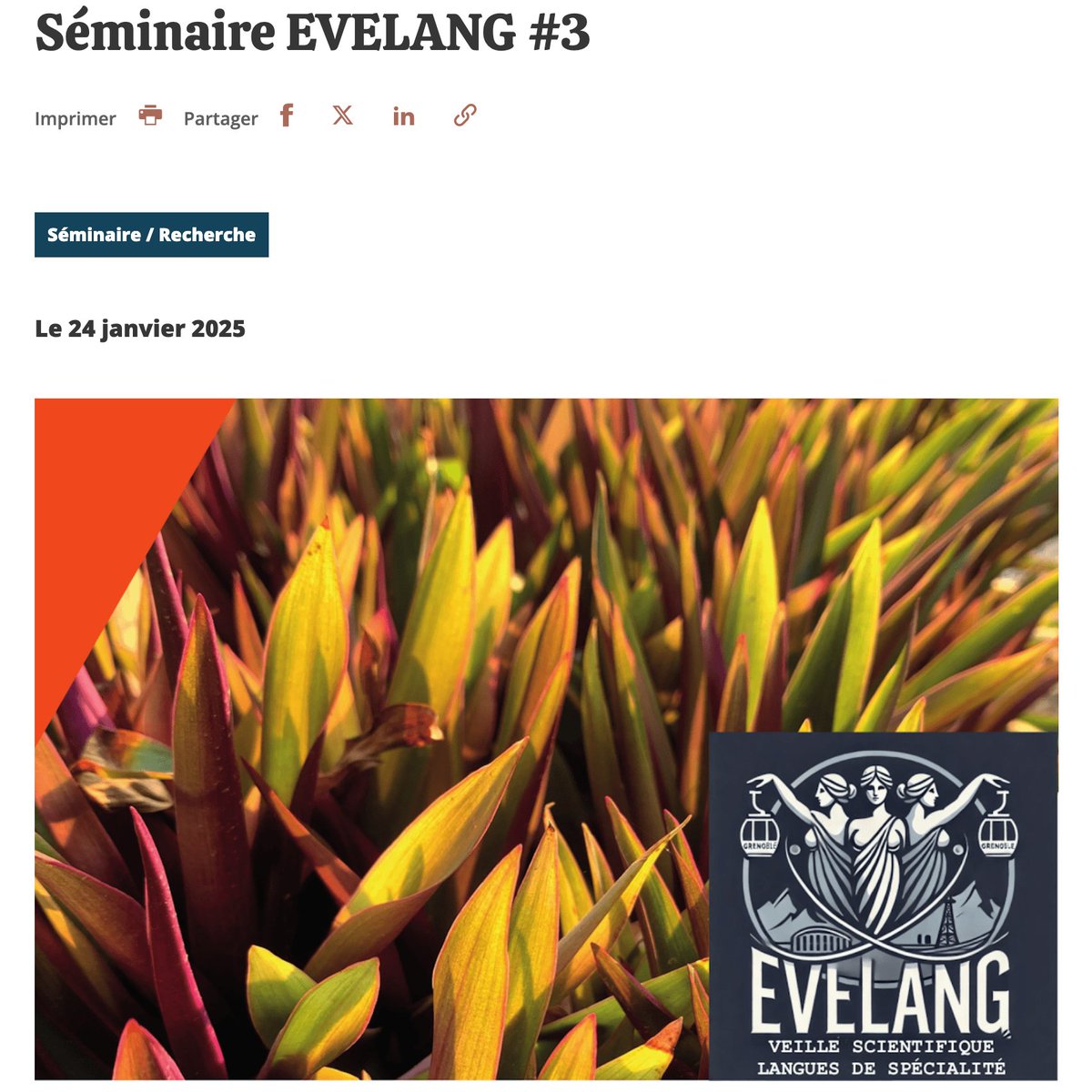 Nous accueillerons Audrey Cartron (Nantes Université) : « L'anglais en contexte policier français : difficultés de traduction, outils de remédiation et recours à des interprètes/traducteurs ».
🗓️ 24 janvier 2025 (à distance)
🕝14h30 - 16h30
➡️ Info+ : bit.ly/4fZhwOR