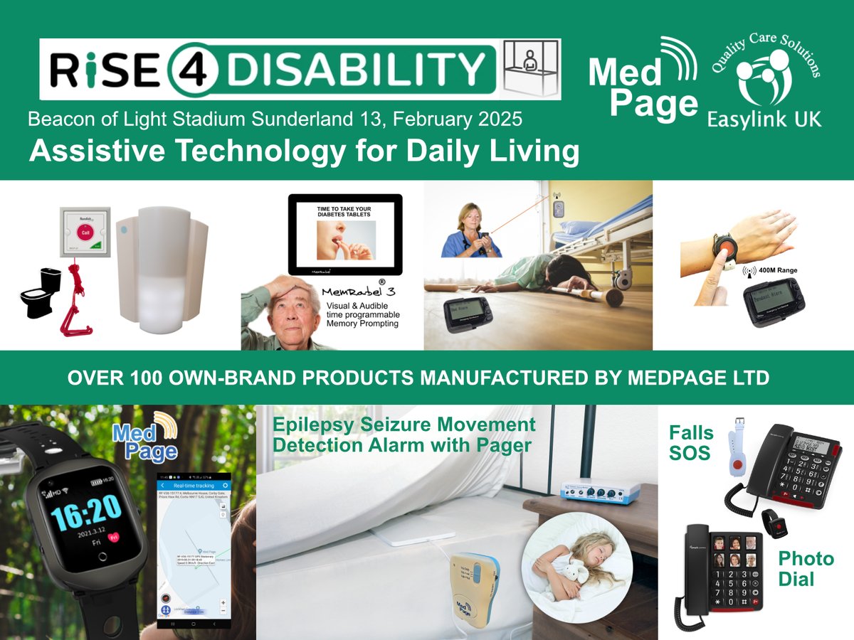 Medpage Limited will be showcasing Assistive Technology to aid independent living at the @Rise4Disability show at Sunderland Beacon of Light Stadium. A perfect opportunity to gain hands-on experience of some of the products available #awareness to support  people living at home