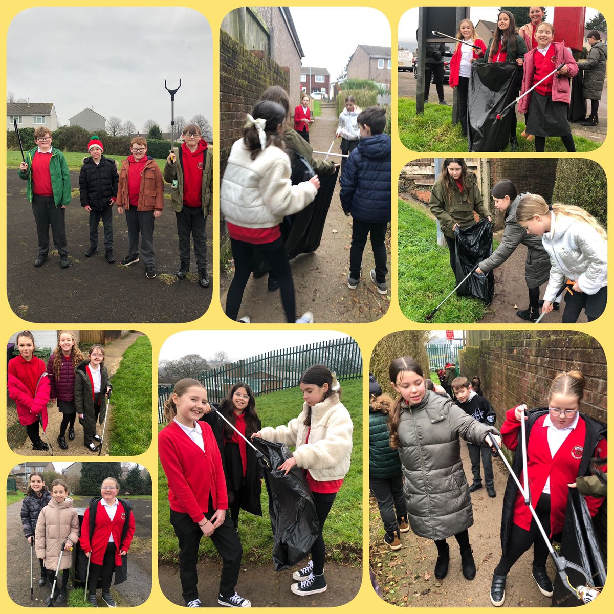 #DosbGarethEdwards Mae’r disgyblion wedi bod yn casglu sbwriel o amgylch yr ardal leol bore 'ma. 🗑️  / The pupils have been collecting rubbish around the local area this morning. #WythnosArbedYnni #ArdalLeolygc #BigEnergySavingWeek #Themaygc
