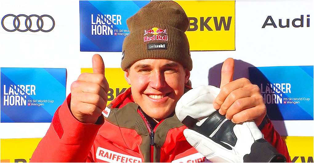 LIVETICKER_TV's tweet photo. Franjo von Allmen krönt sich zum Super-G König auf dem Lauberhorn   +++  Bericht:  https://t.co/xTdXEJKp1H https://t.co/s3wAr8PSKl