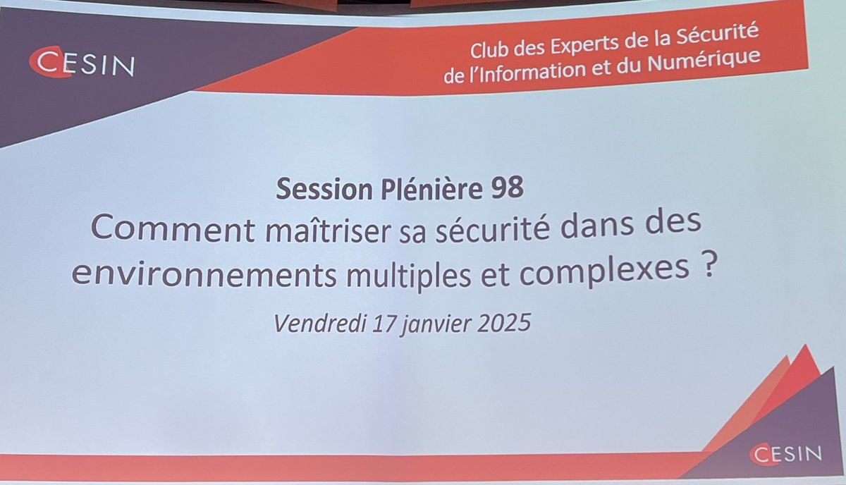 1e Plénière de l’année <a href="/CESIN_France/">CESIN</a>, en direct <a href="/CampusCyberFr/">Campus Cyber</a>, au programme :
•l’initiative #Cyber4Tomorrow 
•Sécurité hybride <a href="/AXA/">AXA</a>
•Centralisé vs décentralisé @AirLiquide
•Défis technologiques @Kering
•Sondes OT @VilleDeParis &amp; @ADVENS

#cybersécurité