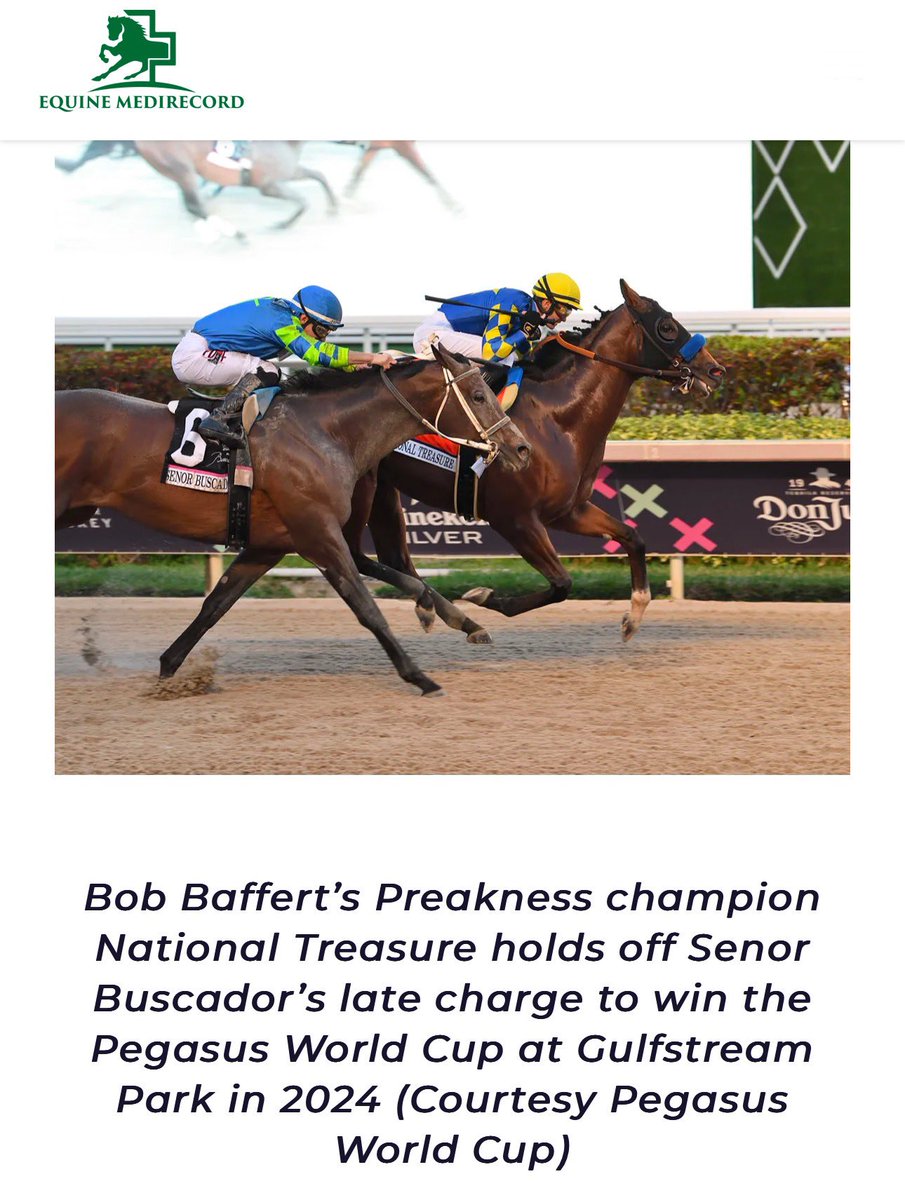 We are excited to announce our partnership with <a href="/1STRacing/">1st</a> to do all we can to help ensure the best horse welfare protocols are followed at this year’s <a href="/PegasusWorldCup/">Pegasus World Cup</a>. 

You can read more about our partnership on our website: equinemedirecord.com/press/2025-peg…

#EquineWelfare #Innovation