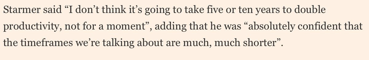 AI will *double* productivity in <5 years? 
Starmer is a pie