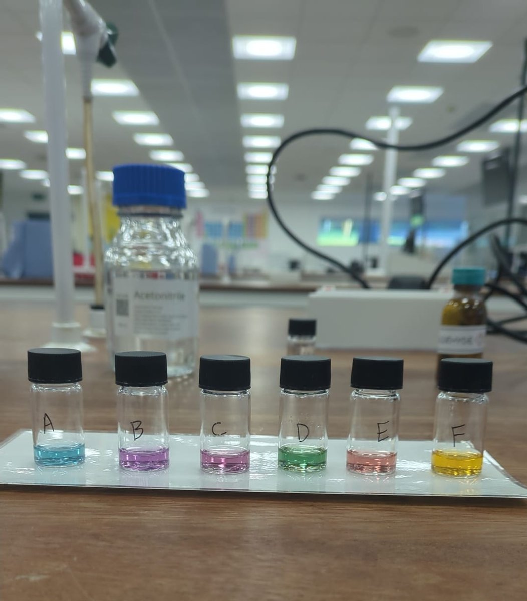 Keele Chemistry & Medicinal Chemistry (@keelechem) on Twitter photo Our wonderful <a href="/KeeleCSL/">Keele Central Science Laboratories</a> technicians are hard at work prepping for next semester. These samples contain rhodium with different ligands, which produces different colours. The students will then analyse these to determine the wavelength and energy of the HOMO-LUMO gap. Our wonderful <a href="/KeeleCSL/">Keele Central Science Laboratories</a> technicians are hard at work prepping for next semester. These samples contain rhodium with different ligands, which produces different colours. The students will then analyse these to determine the wavelength and energy of the HOMO-LUMO gap.