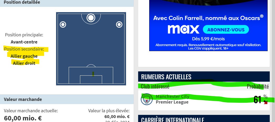 EtwayyEraMCFC's tweet photo. 🟡Omar Marmoush peut jouer avant-centre ou sur les deux ailes en position secondaire.

🟢Manchester City, intéressé à 61 %, a finalement bouclé son transfert hier !

#Transfermakt https://t.co/kkFEyq1Rls