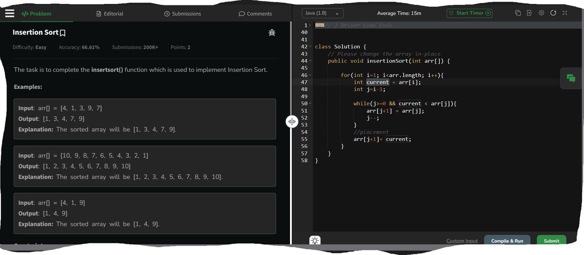 DryIndex's tweet image. 🚨#Day6 : Post
Topic: Sorting
1⃣Bubble Sort (GFG)
2⃣Selection Sort (GFG)
3⃣Insertion Sort (GFG)
 
#DataStructure  #DataStructureX #GFG