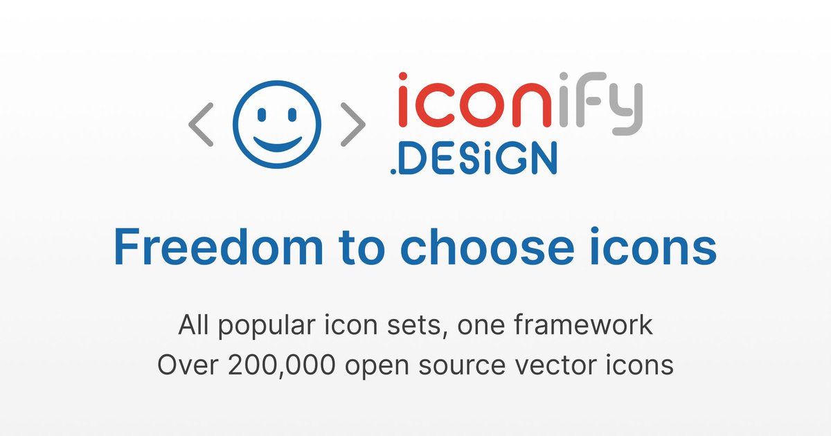 Iconify Design: All popular icon sets, one framework. | Over 200,000 open source vector icons.  bit.ly/4ahabZX