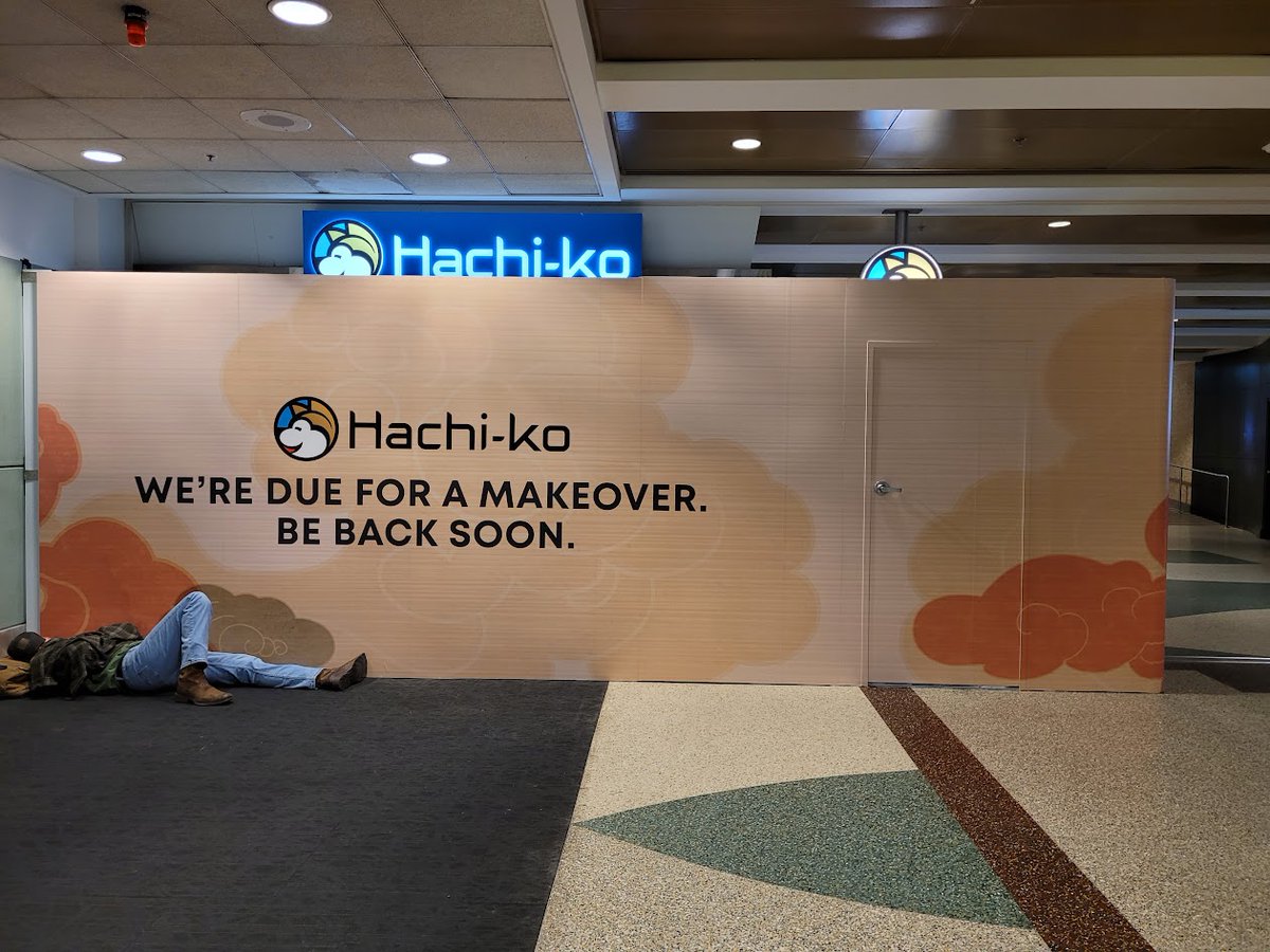 BostonRS247's tweet photo. Even during a remodel, we know the power of strong branding and eye-catching graphics. Don't let your brand take a nap while you refresh your next location! 

Check out this Boston Barricade for Hachi-ko at Seattle-Tacoma International Airport! https://t.co/8g4j4XOOck