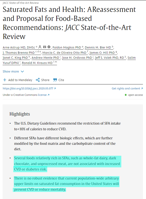 Even the American College of Cardiology no longer buys into the meat and saturated fat are bad narrative.