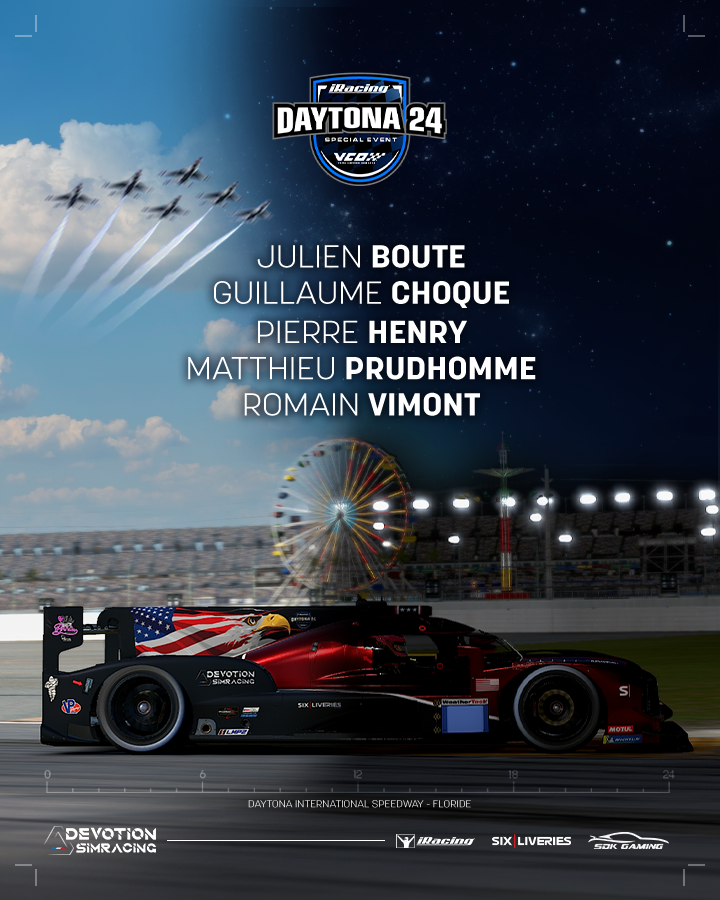 -VCO 24HOURS OF DAYTONA-
Premier double tour d'horloge officiel de l'année avec le traditionnel 24 heures de Daytona sur <a href="/iRacing/">iRacing</a> . Course qui promet du rebondissement avec le trafic en piste mais également la météo, incertaine sur une partie du week-end !
Bonne chance à tous !
