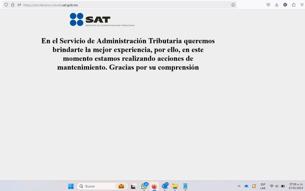 pichosg's tweet photo. Día 17 y el portal del @SATMX sigue en mantenimiento, habrá prórroga? 

Mínimo saquen un comunicado para que los contribuyentes vean que es por su ineficiencia https://t.co/0CqlL0AyoM