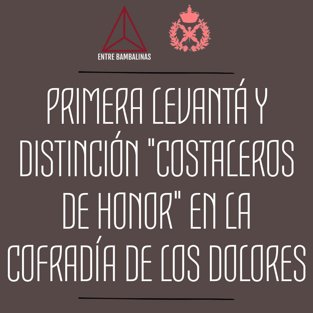 _EBambalinas's tweet photo. El domingo 19 de Enero la Cofradía de los @doloresgranada hará entrega de las distinciones "Costaleros de Honor" a Dª. Yolanda Iranzo y D. Luis Limones y celebrará el acto de la "Primera levantá". Será tras los Cultos mensuales que darán comienzo a las 11H.
|#Dolores_EB| https://t.co/01aC9jzhJ0