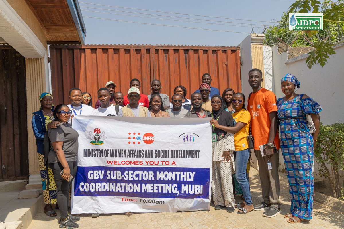 JdpcMaiduguri's tweet image. It was a pleasure to host the GBV-AOR coordination meeting at our field office in Mubi, Adamawa State.

The meeting brought together stakeholders committed to addressing Gender-Based Violence (GBV) issues in Hong and Michika LGAs of Adamawa state.

#EndGBV 
#JDPCMaiduguri