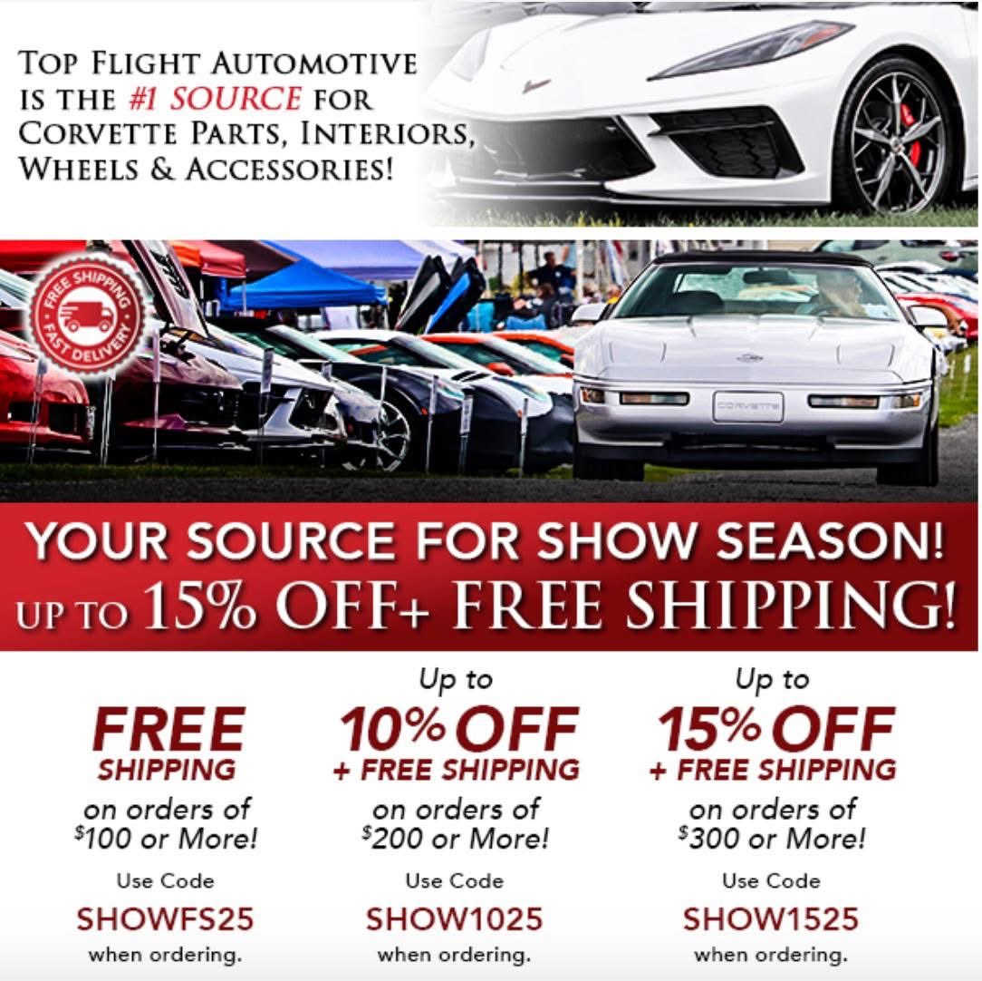 TopFlightAuto1's tweet image. Save Up to 15% OFF+ FREE Shipping! Your Source For Show Season! Topflightautomotive.com/specials/ has an industry-leading inventory of Parts, Interiors, Wheels &amp;amp; Accessories &amp;amp; more! Offer expires 1/23/25. #Corvette #Mustang #CorvetteParts #MustangParts #Mopar #MoparParts #Camaro