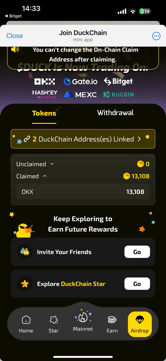 web3pappi's tweet photo. @InternEthanDuck @okx @Duck_Chain @okxexplorer Nothing!! I’ve been blocked on telegram and still
Haven’t got my airdrop or 13.1k !! https://t.co/eyX11zMryo