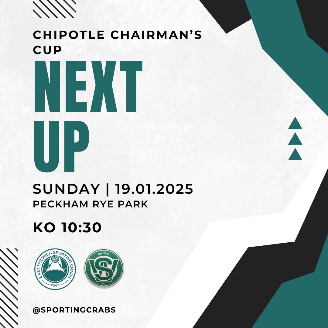 🏆🏆🏆

Cup action this weekend as we face Sporting WEP CP and look to continue our unbeaten start to the year 

📍 Peckham Rye Park SE22 0NE

#UTC🦀

<a href="/SouthernSunday/">Southern Sunday Football League</a>