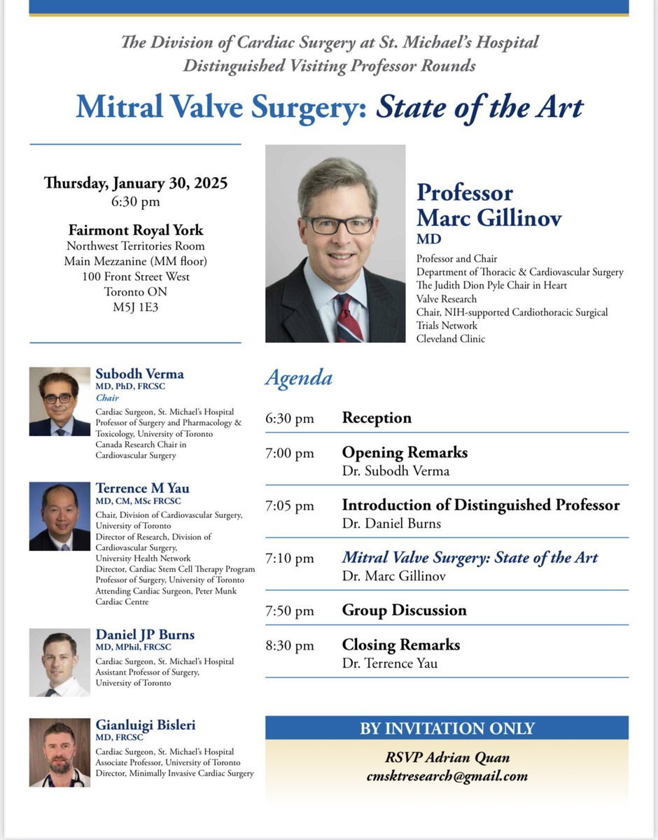 bobby yanagawa (@bobbyyanagawa) on Twitter photo Our Division of Cardiac Surgery at <a href="/UnityHealthTO/">Unity Health Toronto</a> <a href="/StMichaelsFdn/">St. Michael's Hospital Foundation</a> <a href="/brainheartsmh/">BRAIN&HEART</a> is excited to host Dr. Gillinov from <a href="/CleClinicMD/">Cleveland Clinic MD</a> for an informative evening of Mitral Surgery!!! ✊✊✊🚀🚀🚀<a href="/uoftmedicine/">Temerty Medicine</a> <a href="/SubodhVermaMD/">Subodh Verma</a> <a href="/GBisleri/">Gianluigi Bisleri, MD</a> <a href="/DJPBurns/">Dr. Daniel Burns</a> <a href="/cscs_sccc/">CSCS</a> <a href="/UofTCVsurgery/">University of Toronto Cardiac Surgery</a> Our Division of Cardiac Surgery at <a href="/UnityHealthTO/">Unity Health Toronto</a> <a href="/StMichaelsFdn/">St. Michael's Hospital Foundation</a> <a href="/brainheartsmh/">BRAIN&HEART</a> is excited to host Dr. Gillinov from <a href="/CleClinicMD/">Cleveland Clinic MD</a> for an informative evening of Mitral Surgery!!! ✊✊✊🚀🚀🚀<a href="/uoftmedicine/">Temerty Medicine</a> <a href="/SubodhVermaMD/">Subodh Verma</a> <a href="/GBisleri/">Gianluigi Bisleri, MD</a> <a href="/DJPBurns/">Dr. Daniel Burns</a> <a href="/cscs_sccc/">CSCS</a> <a href="/UofTCVsurgery/">University of Toronto Cardiac Surgery</a>