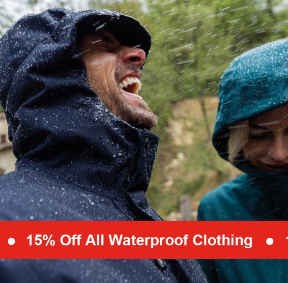 15% Off All Waterproof clothing 

Embark on a journey of savings with 15% Off all waterproof clothing. This offer includes our new season waterproof clothing as well as those currently reduced in The Winter Sale.